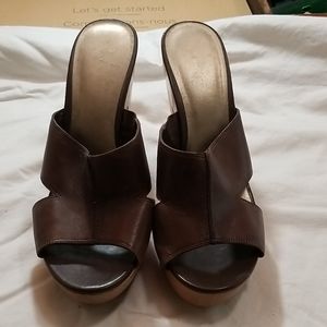 Platform heels, brown, size 10